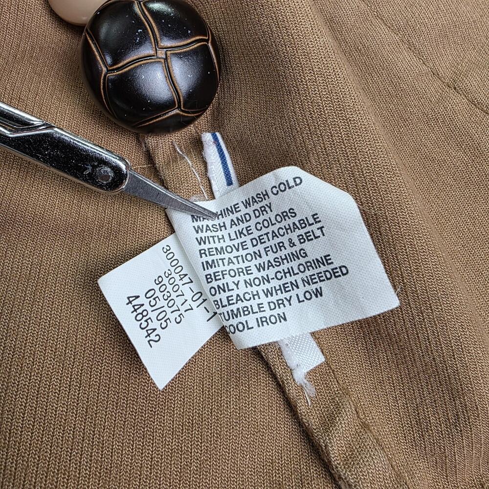 GAP Jacket Womens Medium Beige Faux Fur Collar Detachable Lining Twill Barn Coat - Picture 16 of 16